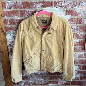VTG 60s/70s Wrangler Jacket Work Canvas Coat Rope Script Logo Distressed DET 40